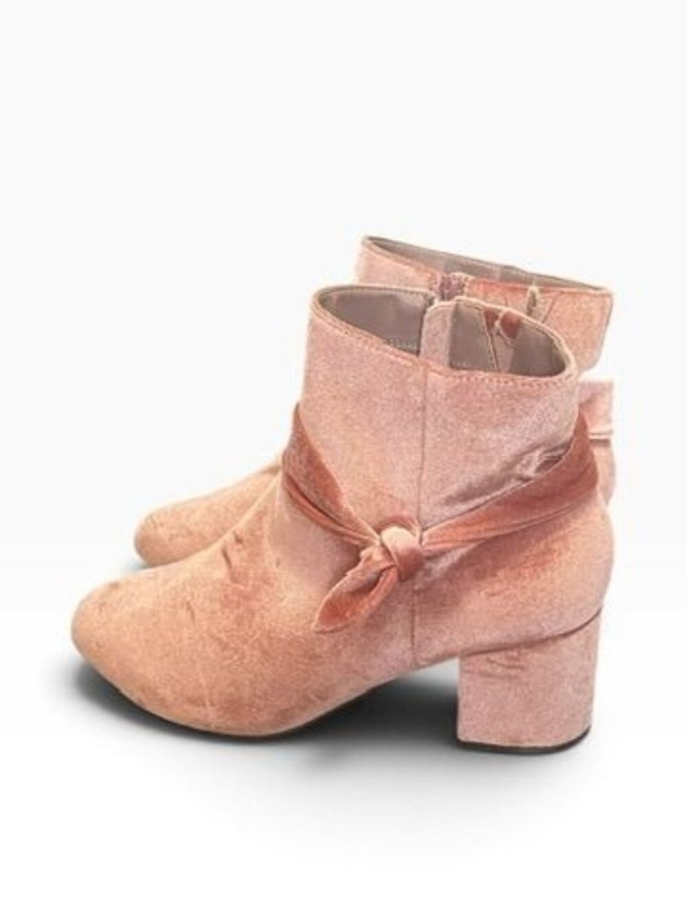 Torrid Velvet Block Heel Ankle Boots Pink With Side Zipper Size 10